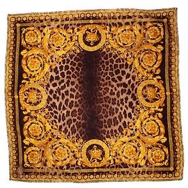 Gianni Versace Versace dell'atelier, Sciarpa con stampa Barocco. Marrone