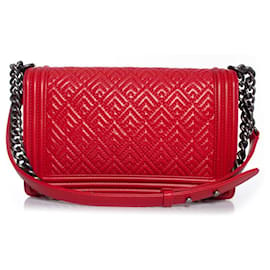 Chanel-Chanel, Mittelgroße, gesteppte rote Jungentasche-Rot