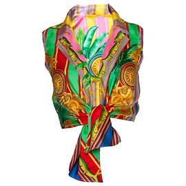 Gianni Versace Couture, camisa com nó Multicor