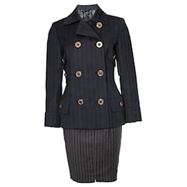 Gianni Versace-Gianni Versace Couture, Pinstripe military suit-Grey