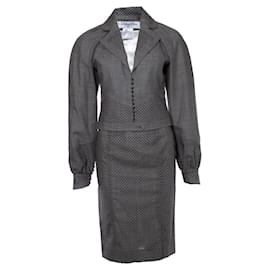 Christian Dior-Christian Dior, grey suit with velvet dotted print-Grey