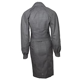 Christian Dior-Christian Dior, grey suit with velvet dotted print-Grey