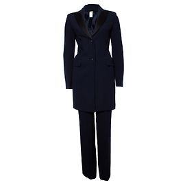 VERSACE, Blauer Maxiblazer und Pantalon Blau