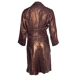 Christian Dior-Christian Dior, metallic biker jacket with skirt-Brown