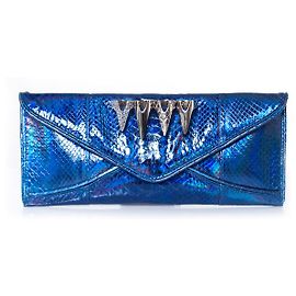 Autre Marque Casa Du Posh, Clutch python com revestimento metálico azul Azul