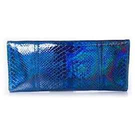 Autre Marque-Casa Du Posh, Clutch de pitón revestido metalizado azul-Azul