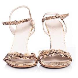 Gucci-gucci, Neutral colored python sandal.-Brown,Other