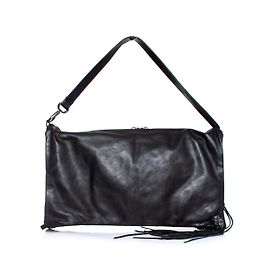 Autre Marque Maison Du Posh, borsa a tracolla con patta ripiegabile con frange e teschio Nero