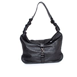 Autre Marque Maison Du Posh, crinkled leather bag with metallic look Black