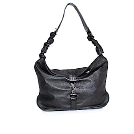 Autre Marque-Maison Du Posh, crinkled leather bag with metallic look-Black