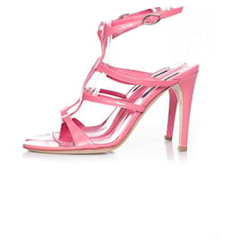 Sergio Rossi-sergio rossi, pink leather cut-out sandals.-Pink