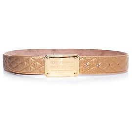DOLCE & GABBANA, Cinto acolchoado de couro dourado Dourado