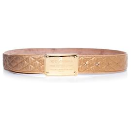 Dolce & Gabbana-DOLCE & GABBANA, Gold leather quilted belt-Golden