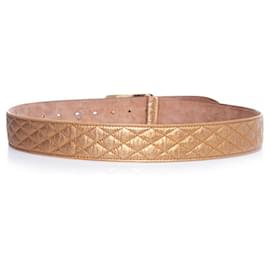 Dolce & Gabbana-DOLCE & GABBANA, Gold leather quilted belt-Golden