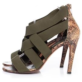 Sergio Rossi-sergio rossi, Python sandals with elastic straps.-Green