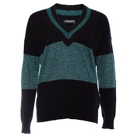Autre Marque Wiederholen, Schwarzer Pullover mit grünem Lurex. Andere
