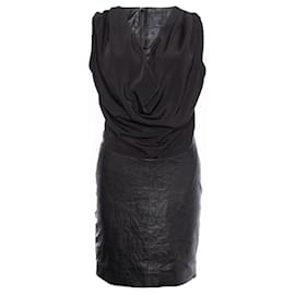 Autre Marque-Gestuz, Leather dress with draped collar-Black