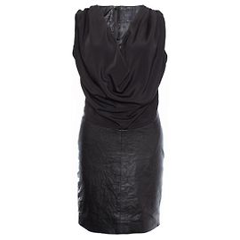 Autre Marque Gestuz, Robe en cuir à col drapé Noir