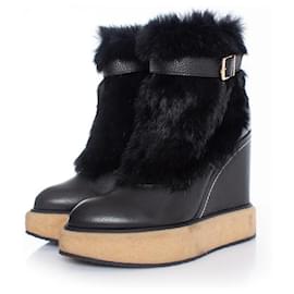 Autre Marque-Paloma Barcelo, fur trimmed ankle boots-Black