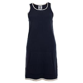 Chanel-Chanel, cashmere dress with pouch pocket-Blue