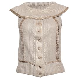 Chanel-Chanel, Beige Knitted Top-Brown,Other
