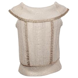 Chanel-Chanel, Beige Knitted Top-Brown,Other