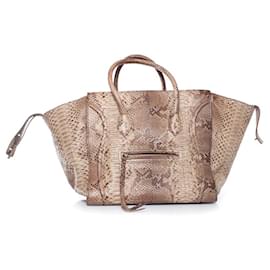 Céline Celine, Bolsa Phantom Luggage em couro python Marrom