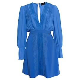 Elisabetta Franchi-Elisabetta Franchi, Robe bleue avec détails en dentelle-Bleu