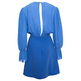 Elisabetta Franchi-Elisabetta Franchi, Vestido azul com detalhes em renda-Azul