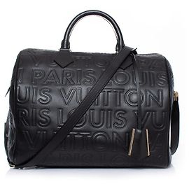 Louis Vuitton, Speedy Cube mit Prägung aus Kalbsleder Schwarz
