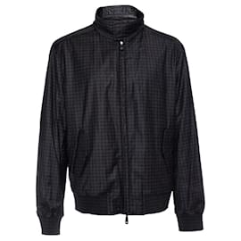 Autre Marque-BRIONI, reversible coat with checkered print-Black,Grey