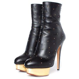 Charlotte Olympia Charlotte Olimpia, botas de plataforma de cuero Negro