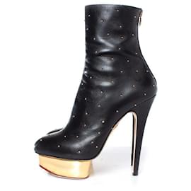 Charlotte Olympia-Charlotte Olympia, leather platform boots-Black