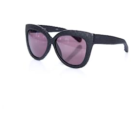 Autre Marque-Linda Farrow Luxo, Óculos de sol de pele de cobra olho de gato preto.-Preto