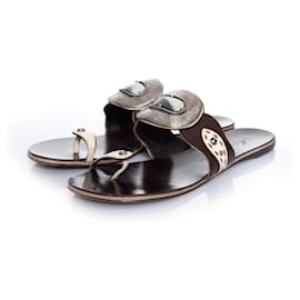 Giuseppe Zanotti-Giuseppe Zanotti, Brown leather sandals.-Brown,Silvery