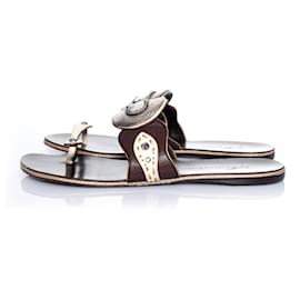 Giuseppe Zanotti-Giuseppe Zanotti, Brown leather sandals.-Brown,Silvery