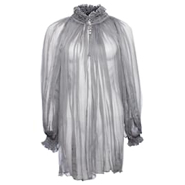 Alexander Mcqueen-Alexander McQueen, Blusa romántica gris transparente.-Gris