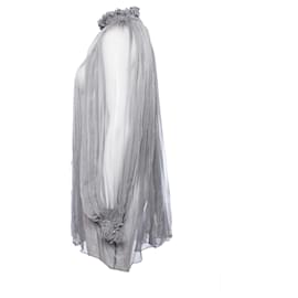 Alexander Mcqueen-Alexander McQueen, Blusa romántica gris transparente.-Gris
