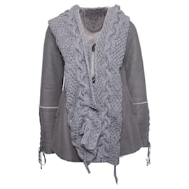 Autre Marque-Maksar, Gray woolen jacket with knitted hood.-Grey