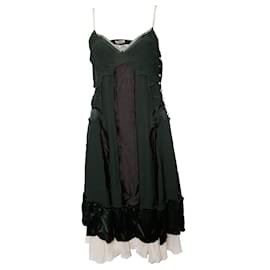 Chloé-Chloe, Green silk inverted dress.-Green