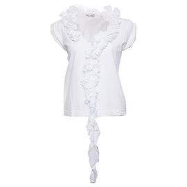 COMME DES GARCONS, Top blanco vintage con rouges. Blanco
