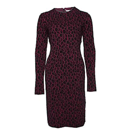 Givenchy-GIVENCHY, Vestido estampado leopardo color berenjena.-Púrpura