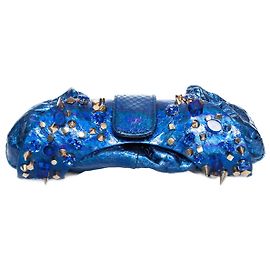Autre Marque Maison Du Posh, Blauer Lederbeutel aus Schlangenleder Blau