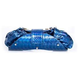 Autre Marque-Maison Du Posh, Blue leather snakeskin pouch-Blue
