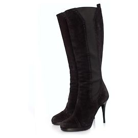YVES SAINT LAURENT, Black suede boots. Black