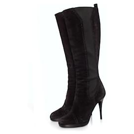 Yves Saint Laurent-YVES SAINT LAURENT, Black suede boots.-Black