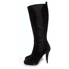 Yves Saint Laurent-YVES SAINT LAURENT, Black suede boots.-Black