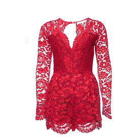 Autre Marque Amantes + Amigos, Macacão de renda vermelha. Vermelho