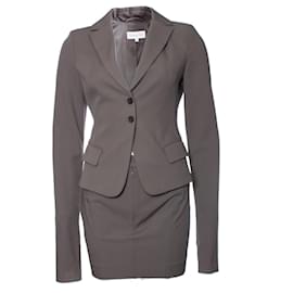 Patrizia Pepe-Patrizia Pepe, GREY/Brown colored suit in size IT42/S (Blazer) and IT40/XS (Skirt).-Grey