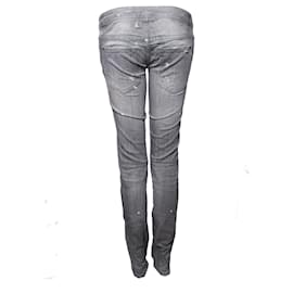 Dsquared2-Dsquared2, Jeans grigi con segni di vernice, piccoli strappi e cerniere della taglia IT40/XS.-Grigio